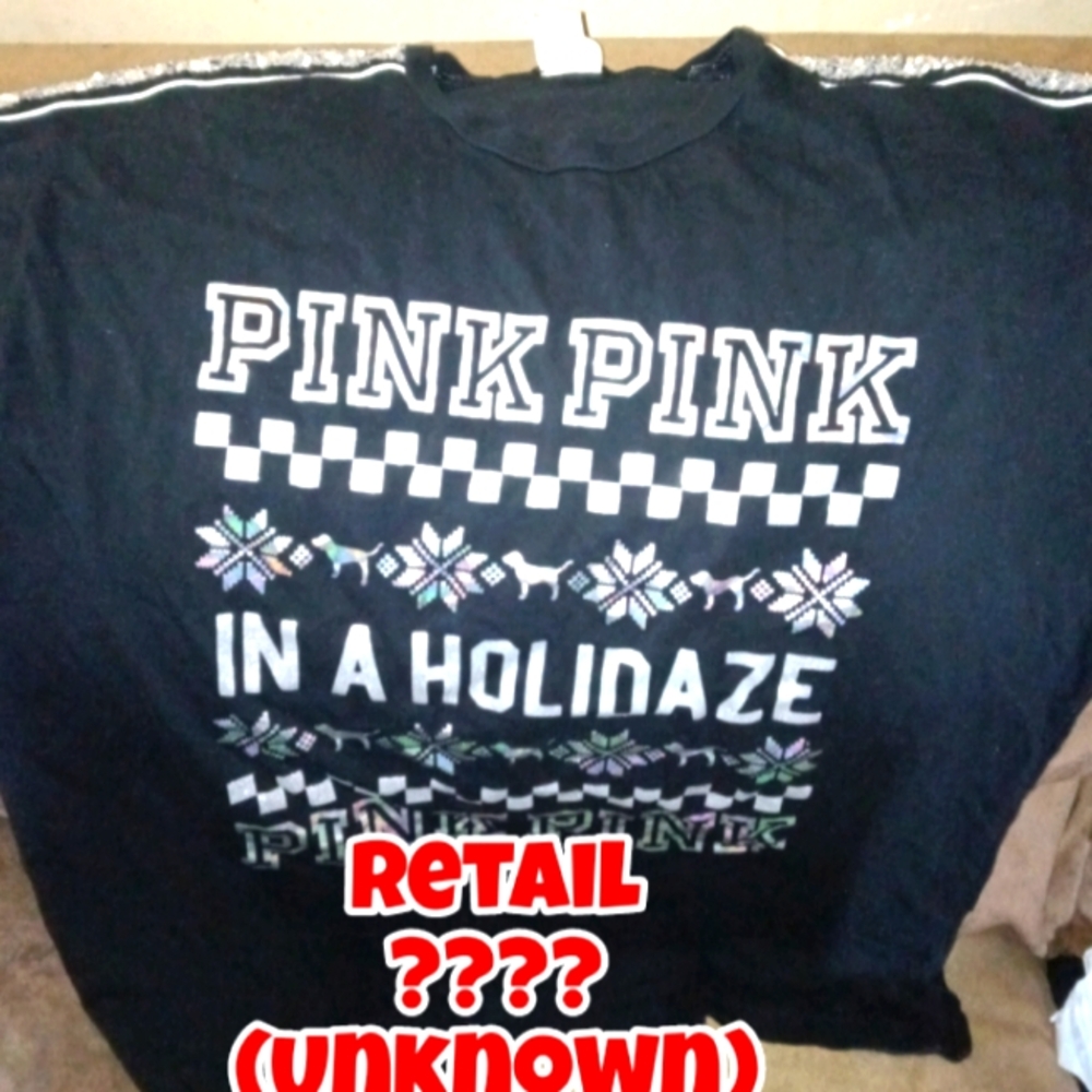 and Black Crew Neck Sweater with Holiday Graphics